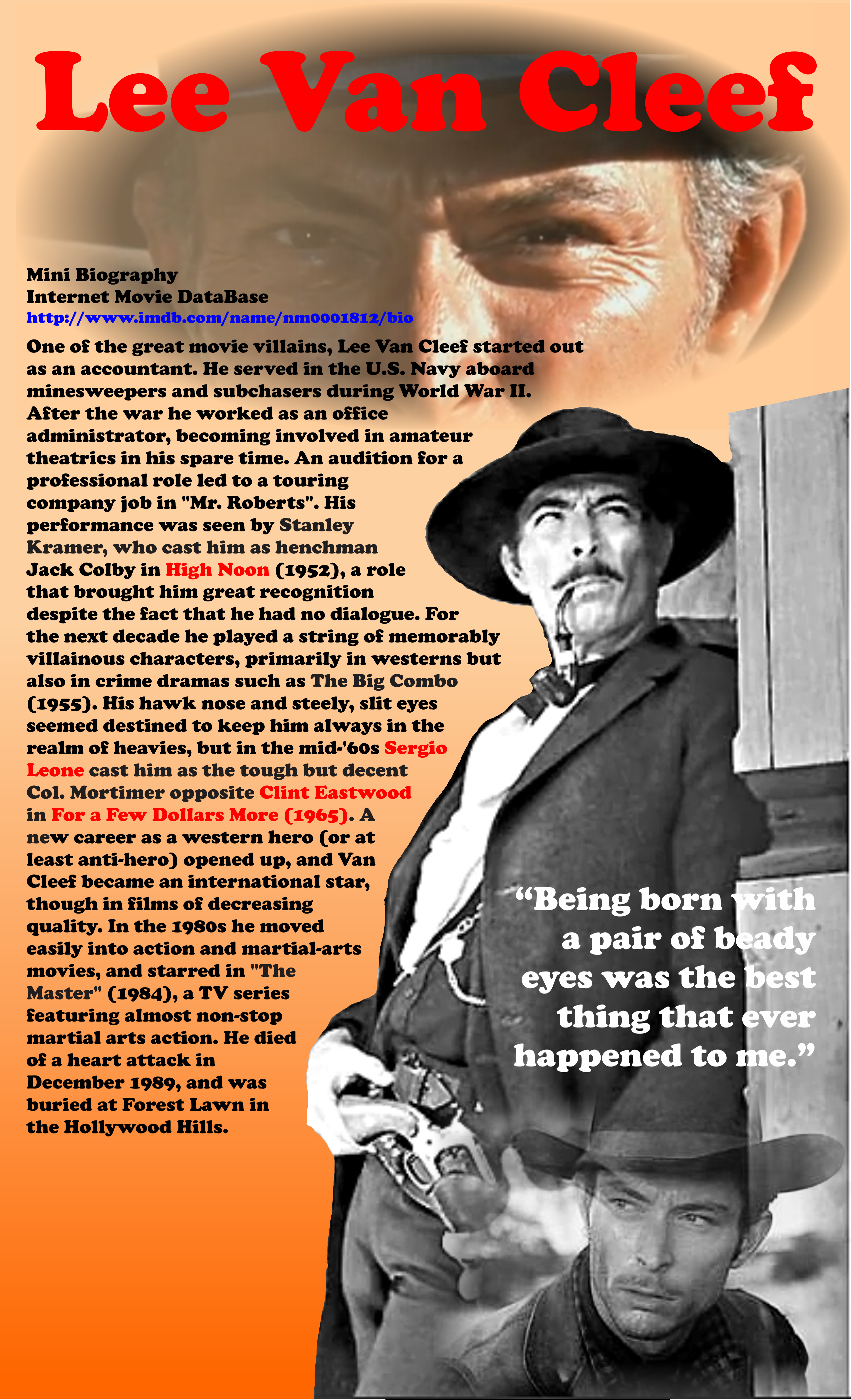 Lee Van Cleef – Cowboy Hall of Fame – My Favorite Westerns