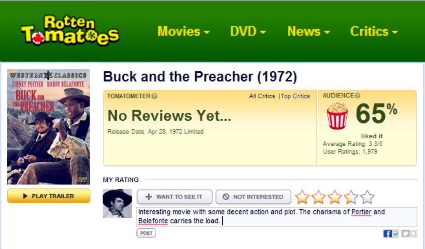 Buck and the Preacher Rotten Tomatoes