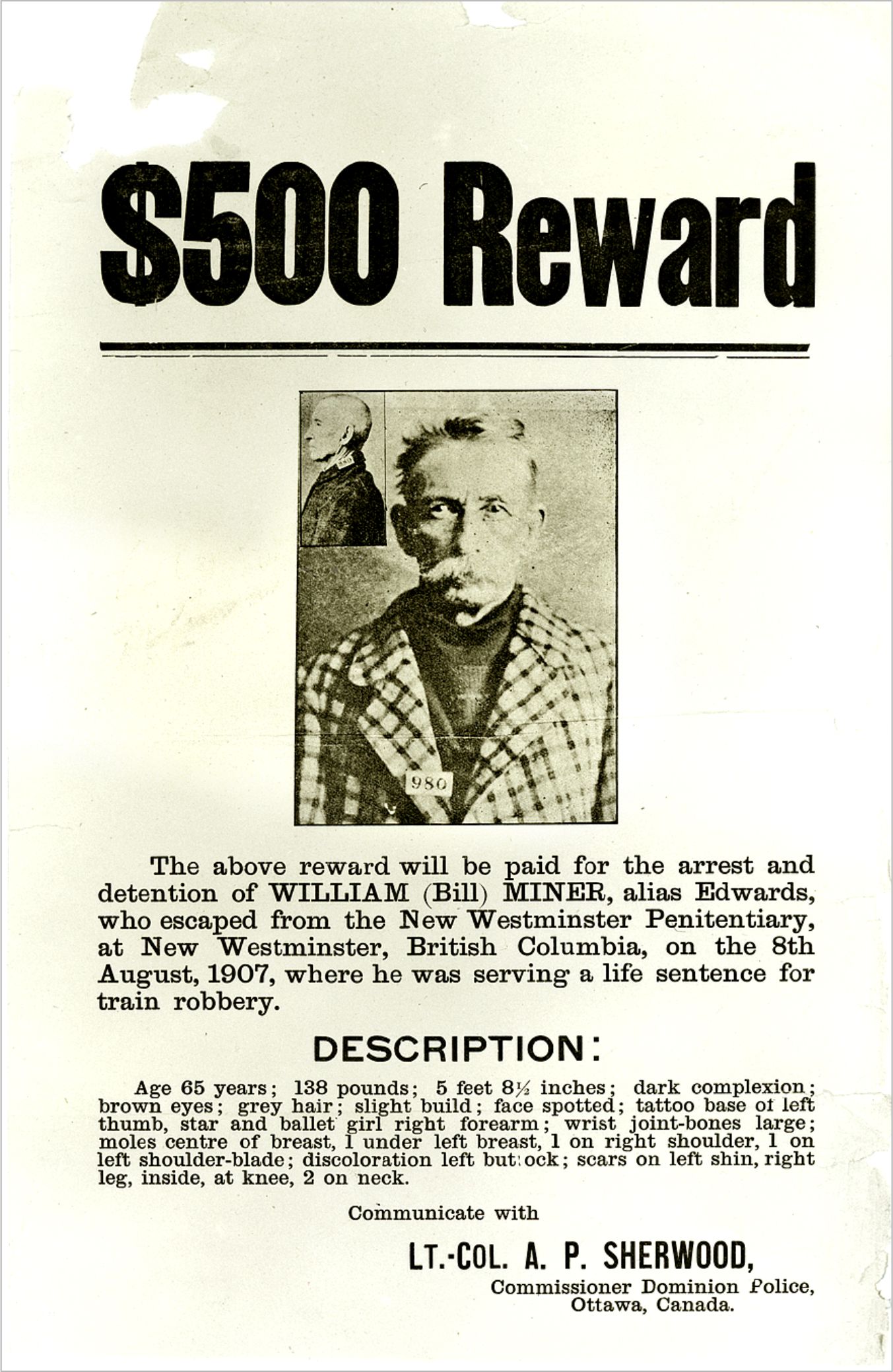 BILLY MINER Wanted Poster
