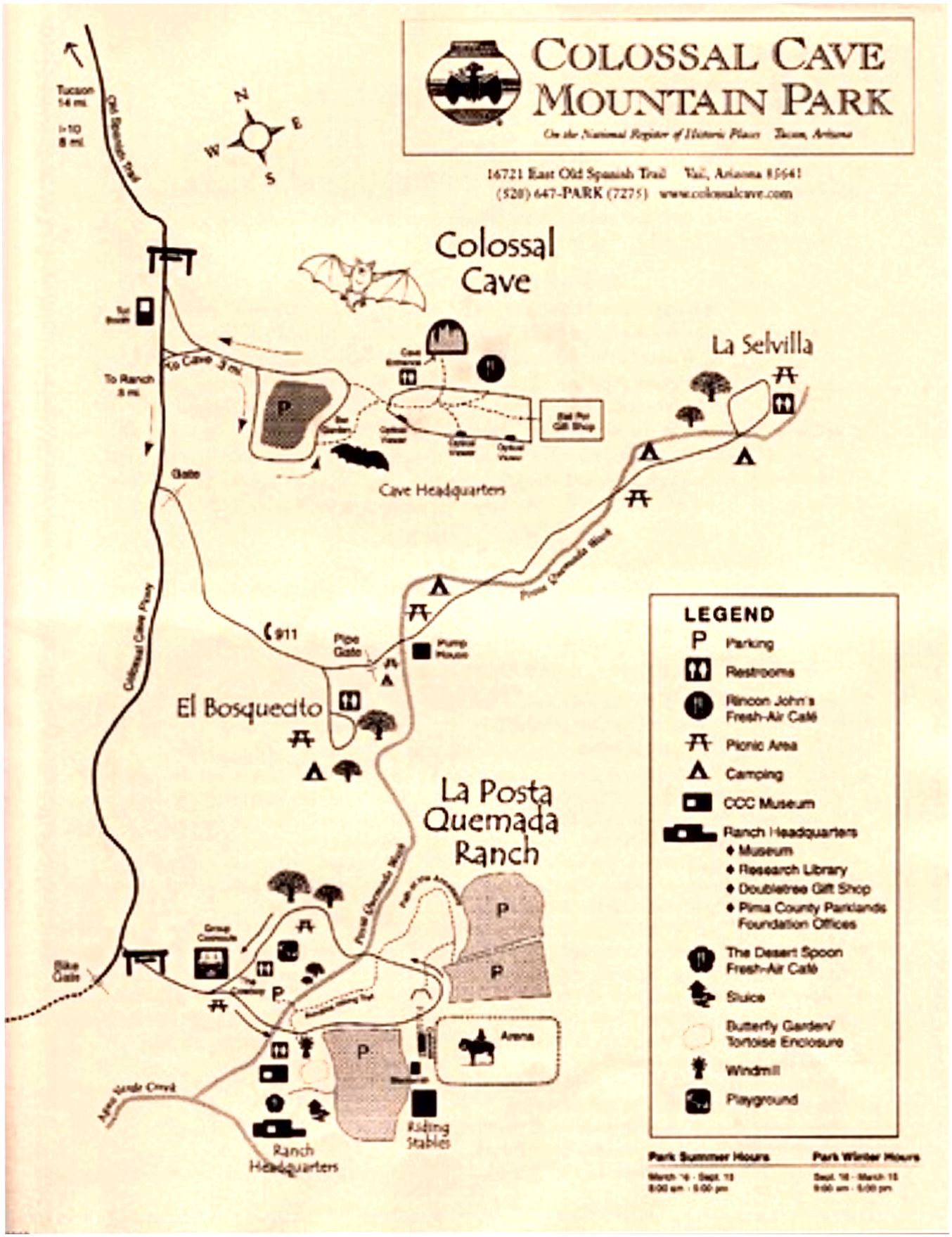 Colossal Cave Mountain Ranch Park Map