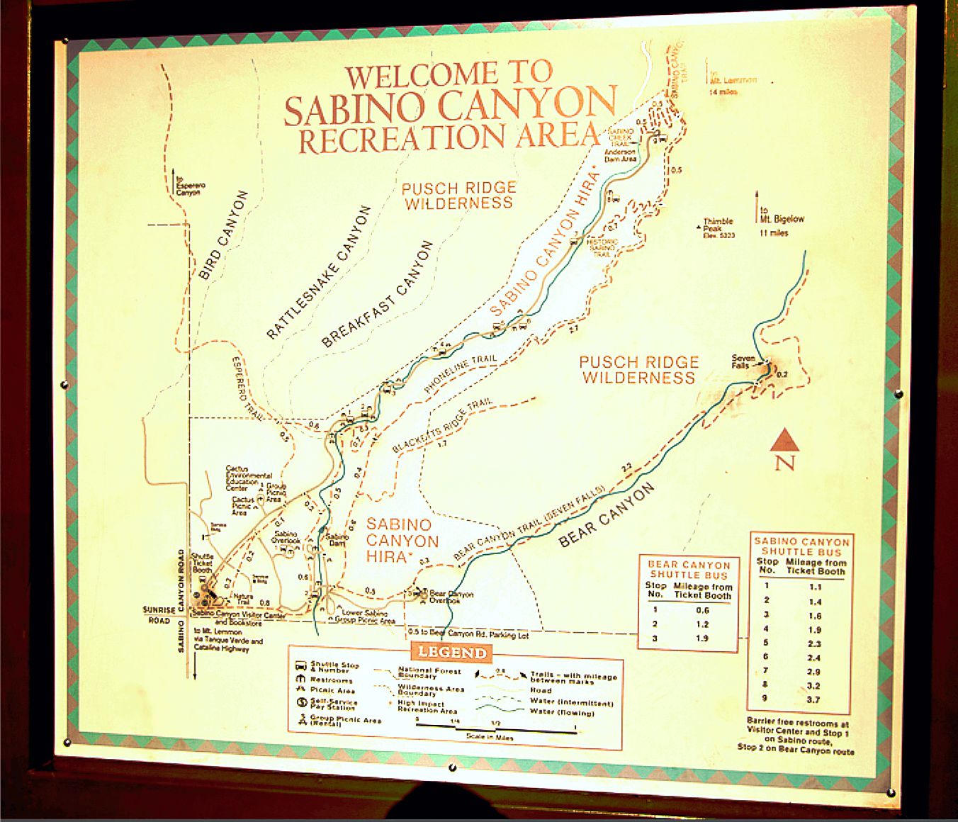 Sabino Canyon map