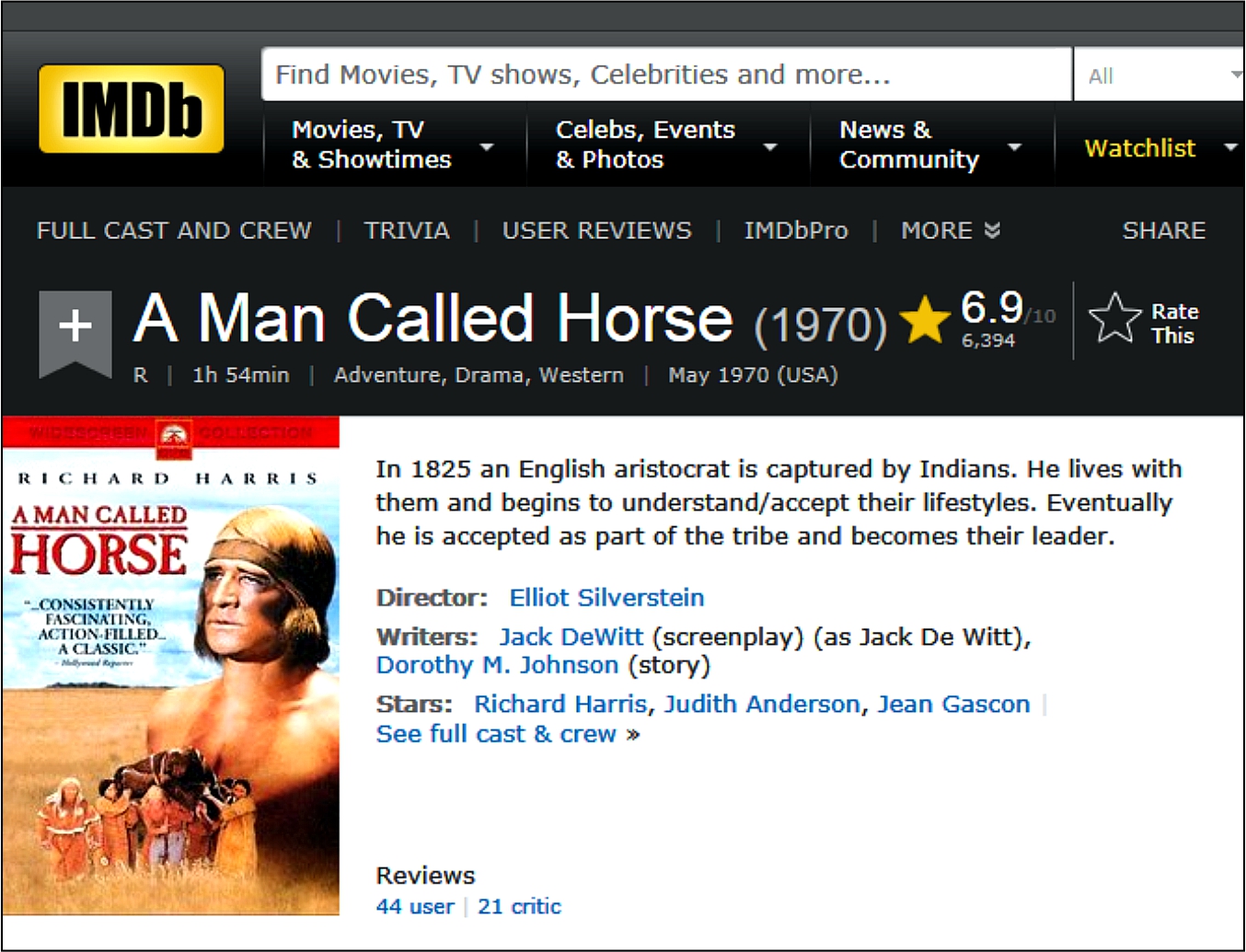 A Man Called Horse IMDB