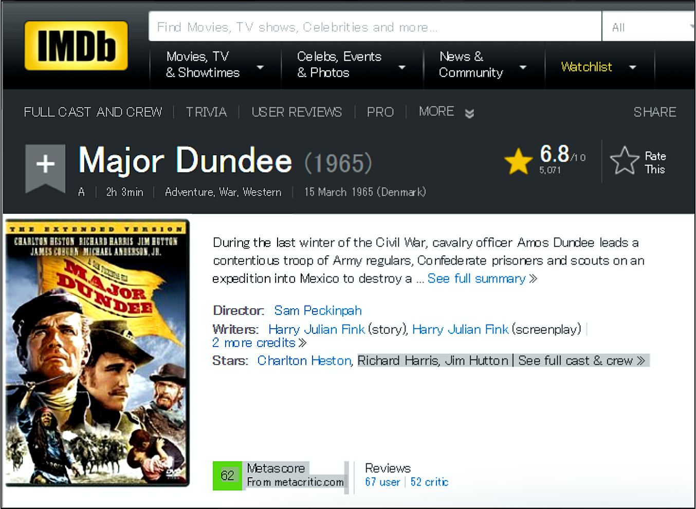 Major Dundee IMDB