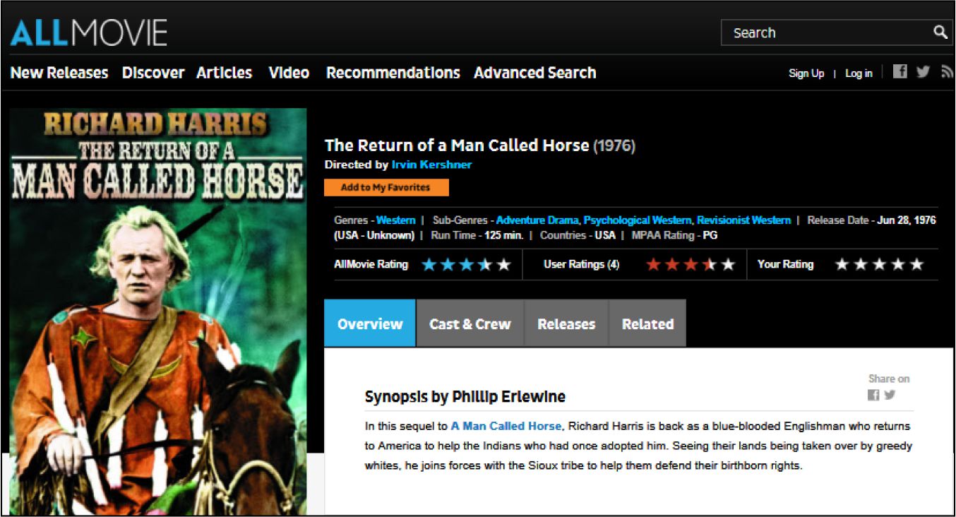 Return of Man Named Horse Allmovie review